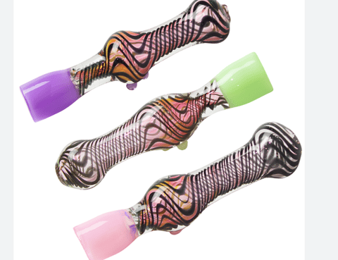 3.5" Glass Chillums Pipes Mixed Fume (YBW)