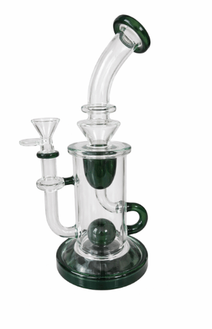 Recycler Glass Water Pipe - 10" - Dark Green