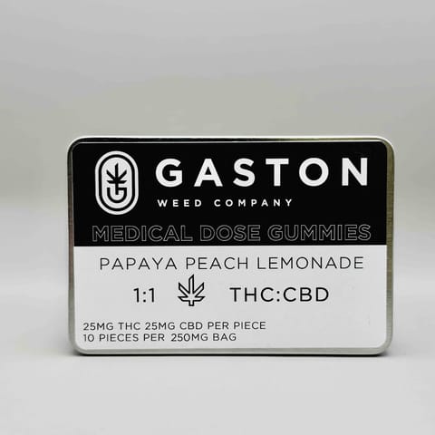 Papaya Peach Lemonade 1:1 THC / CBD Medical Dose Gummies