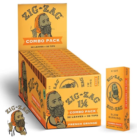 Zig Zag - Combo Pack 1 1/4" Orange Carton 24ct. 32 papers and Tips