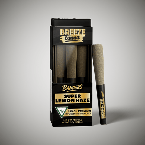 Super Lemon Haze | Live Resin Bangers 5pk x 0.7g Infused Preroll | Breeze Canna