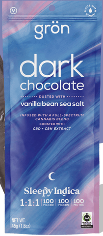 Gron | Dark Chocolate Bar 100mg CBD: 100mg CBN: 100mg THC