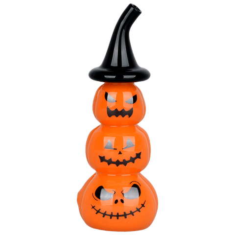 Stacked Jack-O-Lantern Glass Hand Pipe | 5"