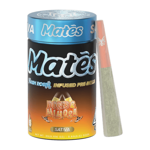 Muha Mates | Doses & Mimosas (S) | .6g x 5 Hash Rosin Infused Preroll Joints
