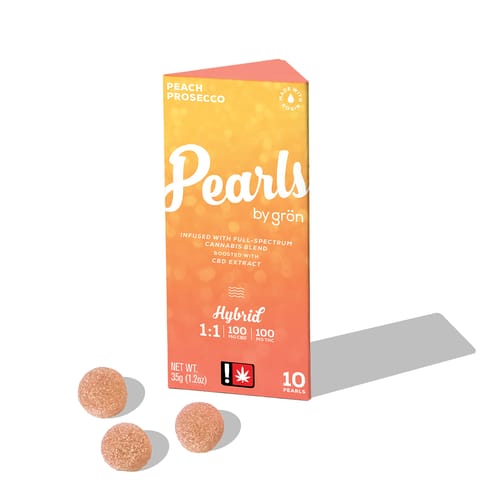 Gron Pearls | 1:1 CBD Hybrid Peach Prosecco 100mg