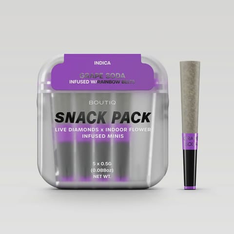 Boutiq | Grape Soda (I) | .5g THC x 5 Diamond Infused Mini Preroll Joints