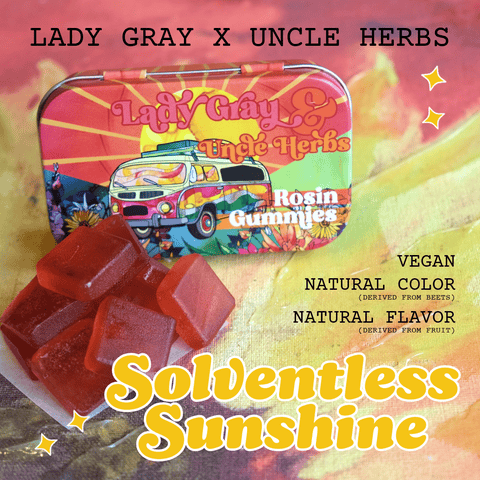 Live Rosin Gummies (100mg) Raspberry Custom Tin 10pk by Lady Gray