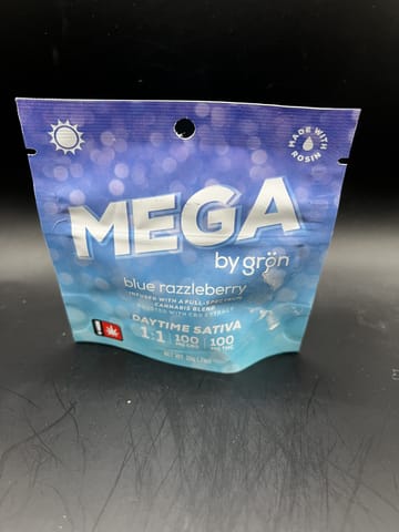 Grön | 100MG | Blue Razzleberry 1:1 THC/CBG (Sativa) MEGA Pearl