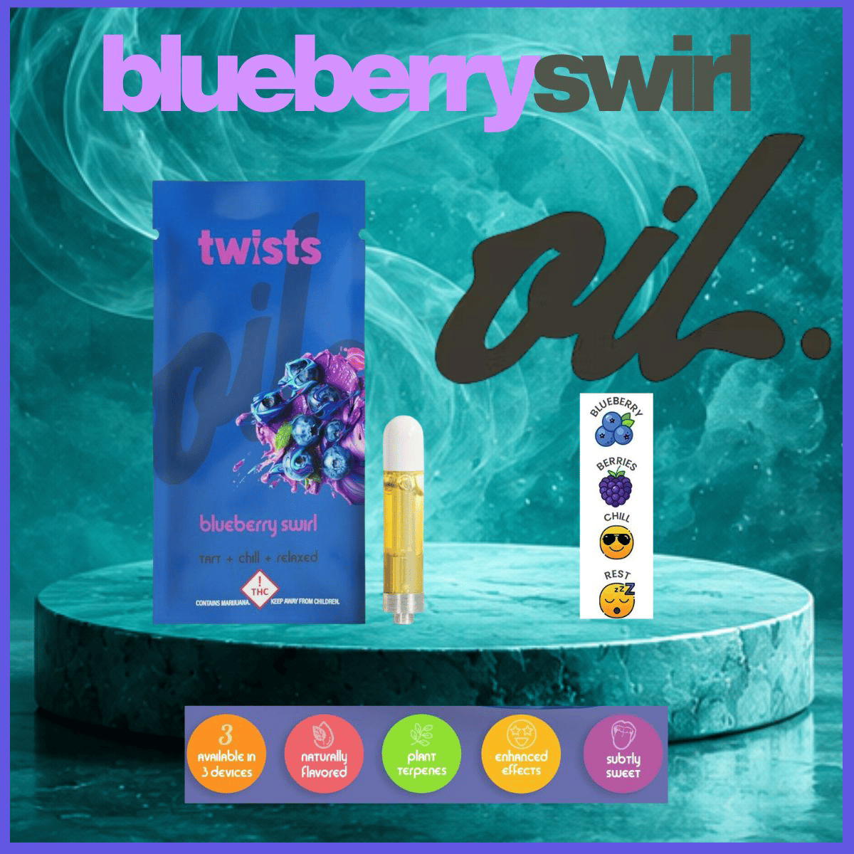 Blueberry Swirl 1g Oil Twist Distillate Vape Cartridge by Oil by Craft | Golden Rookie