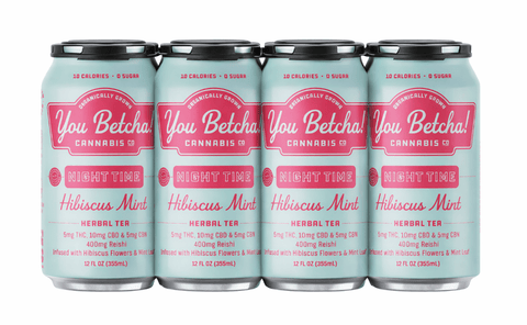 You Betcha - Hibiscus Mint Herbal Tea - NIGHT TIME - 5mg THC, 10mg CBD, 5mg CBN, 400mg Reishi - Hibiscus Mint - 4-Pack