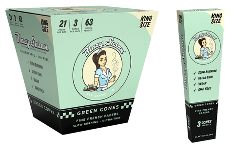 Green Paper Cones - King Sizes