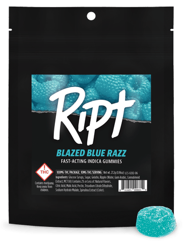 Ript | 100mg Gummies | Blazed Blue Razz | I