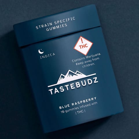 Taste Budz Rosin Gummies Blue Raspberry Indica 100mg