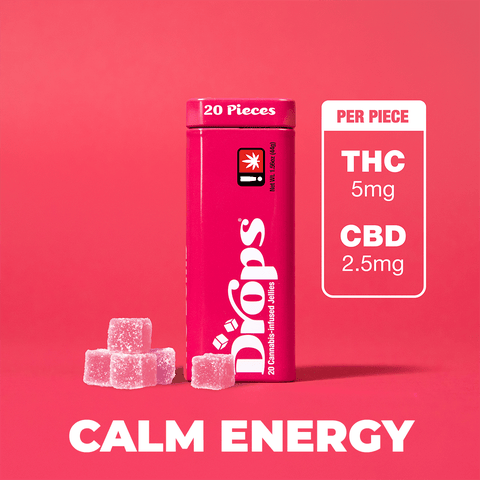 Drops CBD Jellies 20 Pack | 1:2 Raspberry 100mg