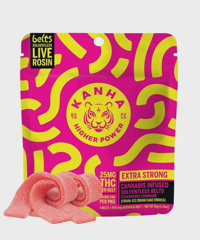 Kanha | Strawberry Lemonade (I) | 25mg THC x 4 Cannabis Infused Live Rosin Belts