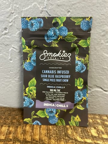 Smokiez Sour Blue Raspberry Single Fruit Chew