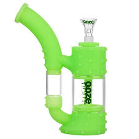 Ooze - Green Double Glass Chamber Waterpipe