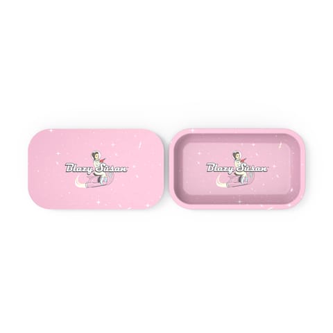 Blazy Susan Rolling Tray (with lid) - - Pink Spacey