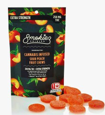 Smokiez | Sour | Peach Sativa | 250mg | THC Fruit Chews