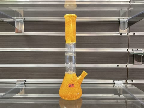 Tall Yellow 2 Chamber Bong