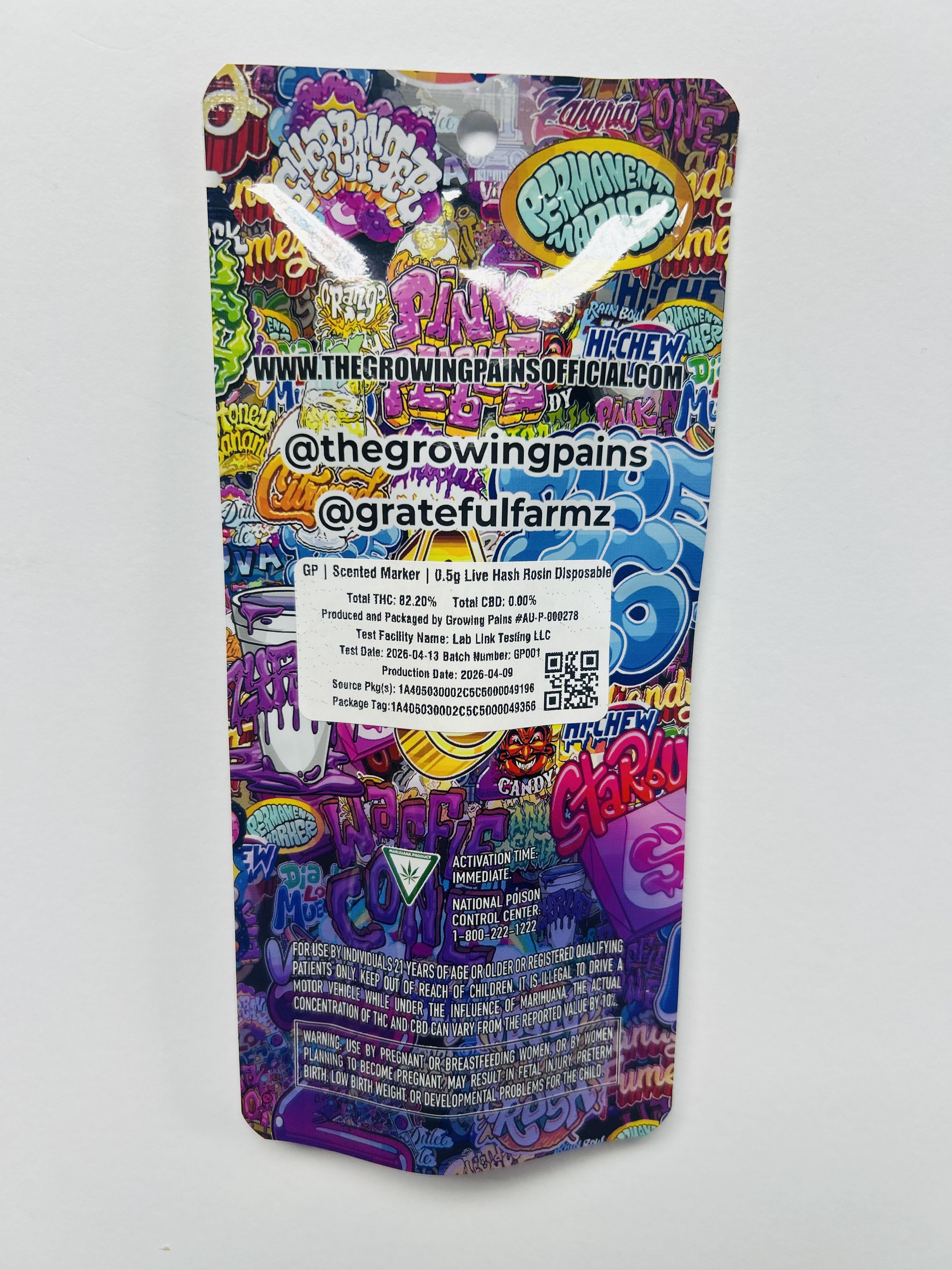 Scented Marker 0.5g Live Hash Rosin Disposable | Growing Pains