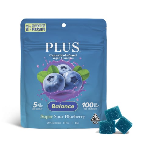 PLUS - SOLVENTLESS GUMMY - SUPER SOUR BLUEBERRY - 100MG