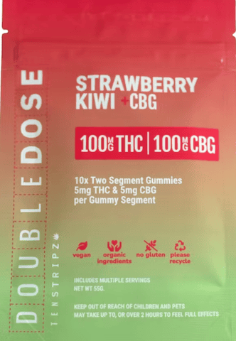 10 Stripz Strawberry Kiwi 100 THC CBG Gummies Haute & Heady