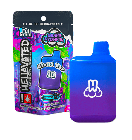 CLOUD BAR | FLAVORED DISTILLATE CARTRIDGE | GRAPE STOMPER | INDICA | 1 GRAM | DISPOSABLE