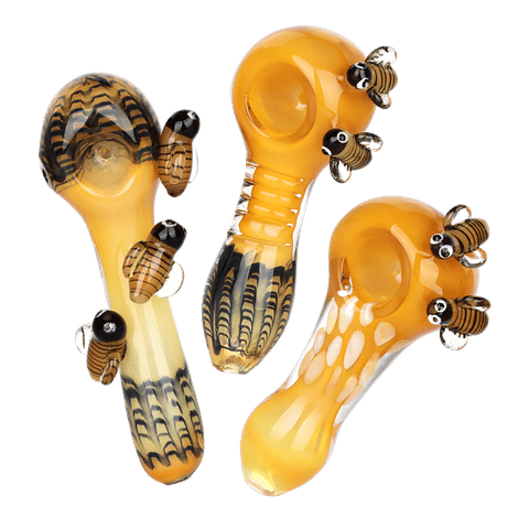 4.5in Baked Bee Glass Spoon Pipe