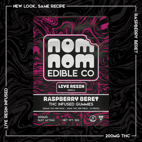 Nom Nom Live Resin Gummies 200mg | Raspberry Beret
