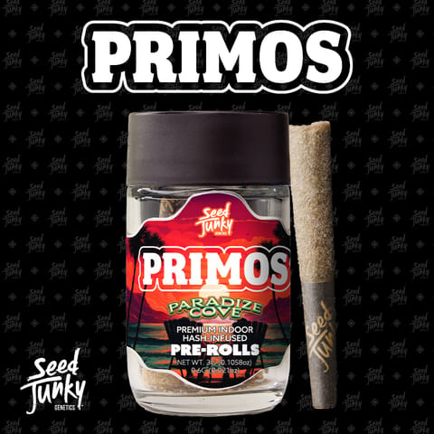 Paradize Cove 5 x 0.6g Bubble Hash Infused Pre-Rolls | Primos | Seed Junky Genetics