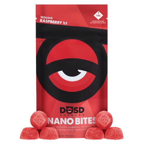 DOSD Nano Bites | Red Raspberry 1:1 THC:CBD 1000mg Med