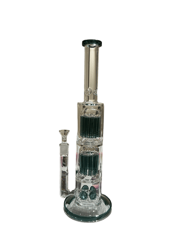 15.75” Heavy Duty Triple Stacked Glass Water Pipe With Jellyfish And Mushroom Percolators