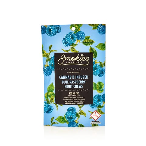 Smokiez Fruit Chews | Blue Raspberry Indica 100mg Rec