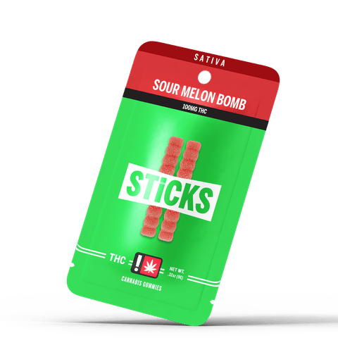Sour Melon Bomb 2pk Sticks Gummies 100MG (Sticks)