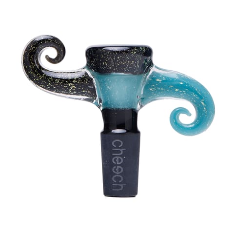 Cheech Glass | 2" 14mm Dichro Horns ( Teal ) | Bowl