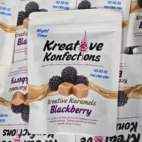Kreative Konfections | Blackberry Night Time CBN | Karamels | 100mg | 10pk