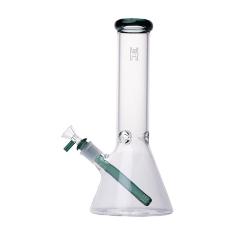 12" Beaker Water Bong - CLEAR/LAKE GREEN