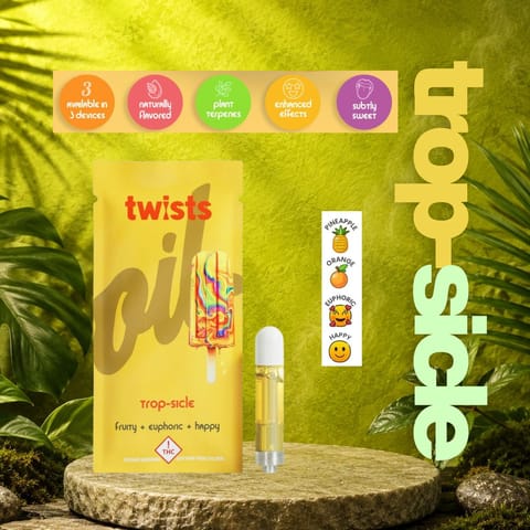 Tropsicle 1g Oil Twists Distillate Vape Cartridge by Oil by Craft | Golden Rookie