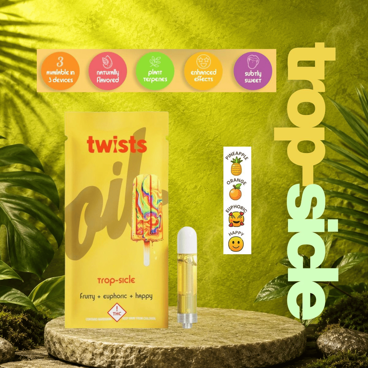 Tropsicle 1g Oil Twists Distillate Vape Cartridge by Oil by Craft | Golden Rookie