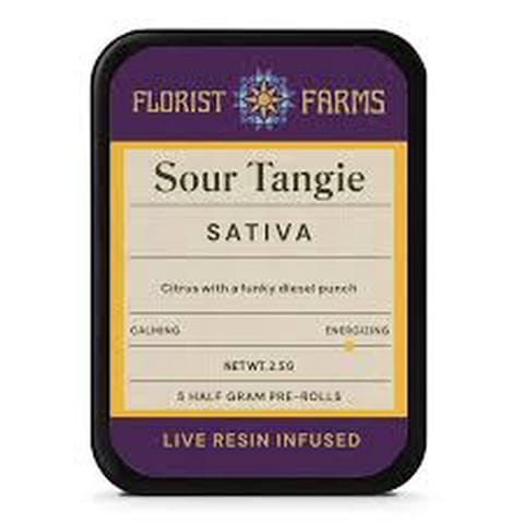 florist farms- Sour Tangie | 5 - 0.5G Live Resin Infused Pre-Rolls
