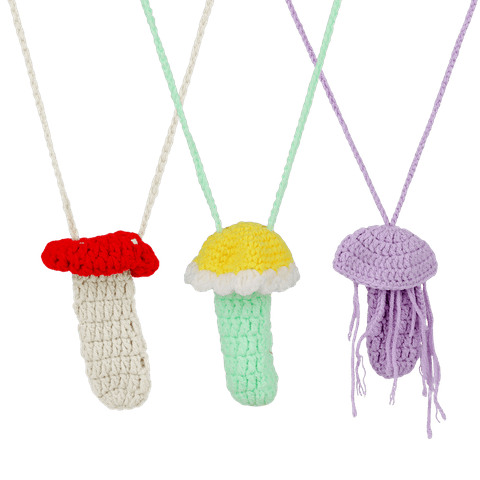 Trippy Crochet Mushroom Necklace