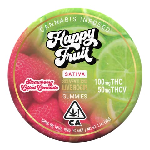 Happy Fruit - Strawberry Lifted Limeade Live Rosin with Minor Cannabinoids - 100mg Gummies