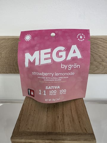 Grön | 100MG | Strawberry Lemonade 1:1 THC/CBC (Sativa) MEGA Pearl