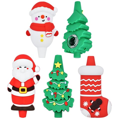 Christmas Collection Silicone Hand Pipe | 3.5" to 4.25" | Assorted Styles