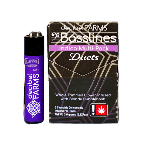 BASSLINES DUET BUBBLEHASH INFUSED JOINTS | MEGA RNTZ & BLUEBERRY BANANA MUFFINS | INDICA | 0.5 GRAM | X6