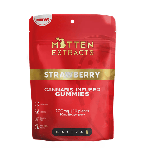 Strawberry - Mitten Extracts - Gummies - Sativa - 200MG**