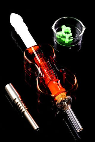 9.5" 14.5mm Colored Glass Violin Nectar Collector w/ Tree Perc Kit