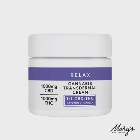 Mary's Medicinals-Topicals-Transdermal Cream-Relax Lavender Vanilla-2oz-(1000mgCBD:1000mgTHC)-Rec-MI