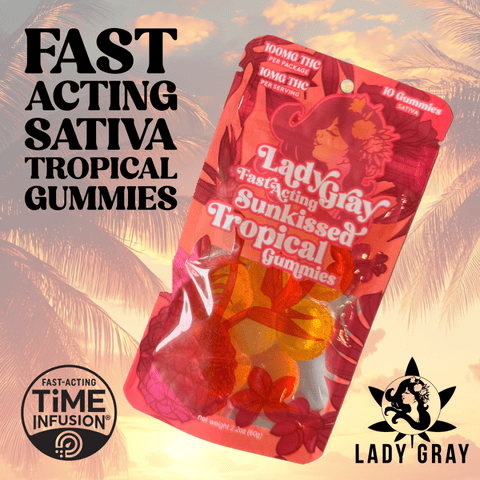 Fast Acting Sunkissed Tropical (100mg) Sativa Gummies 10pk by Lady Gray